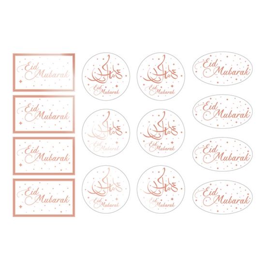 Suikerfeest Offerfeest Eid Mubarak Cadeau Stickers Transparant (14st)