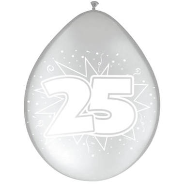 Ballonnen zilver met cijfer 25