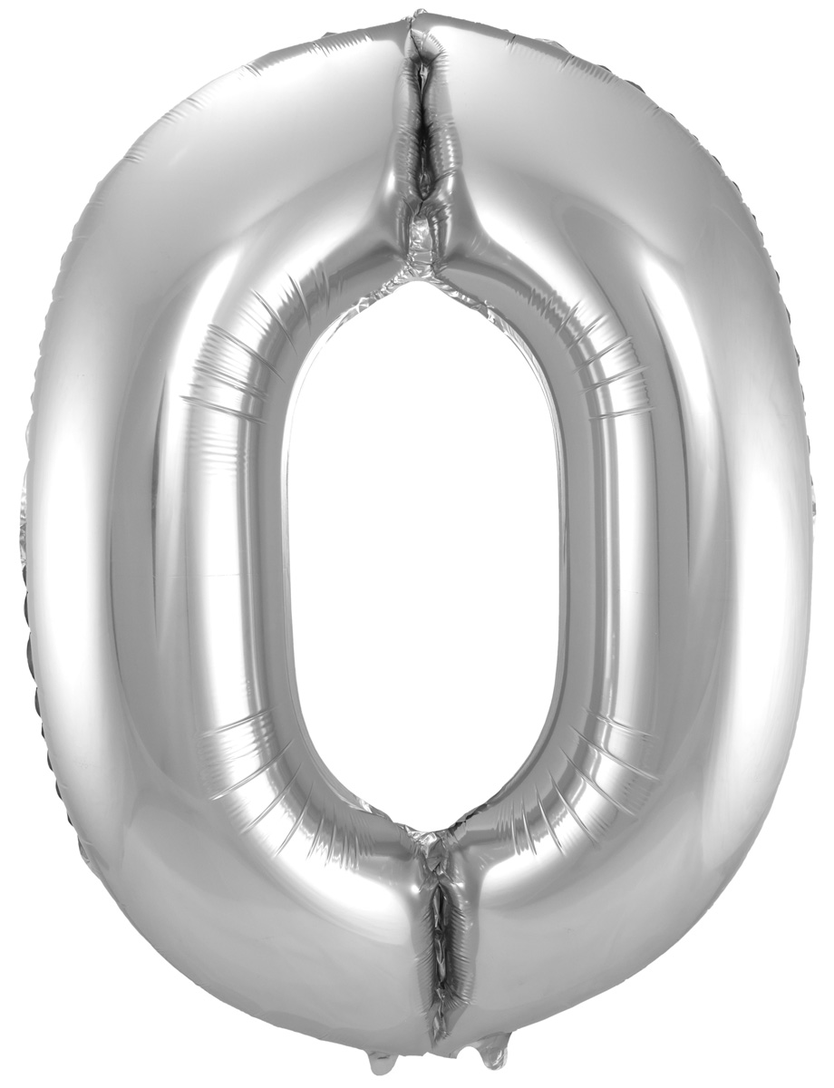 Heliumballon Zilver Cijfer 0