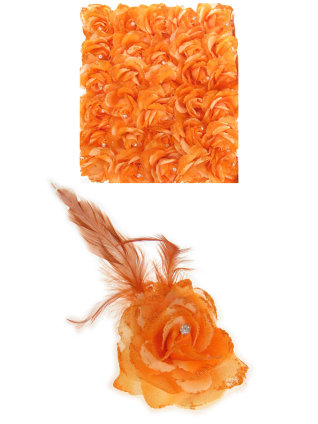 Bloem oranje met speld en elastiek