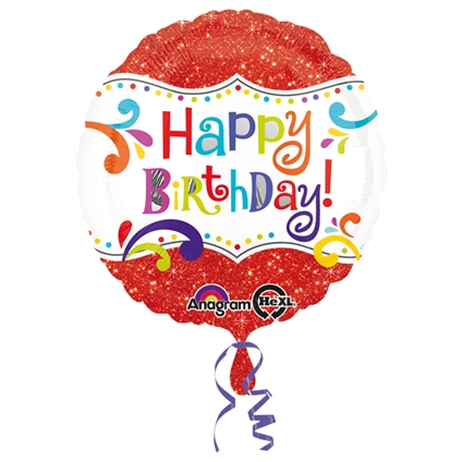 Ballon helium rond Happy Birthday Sparkle