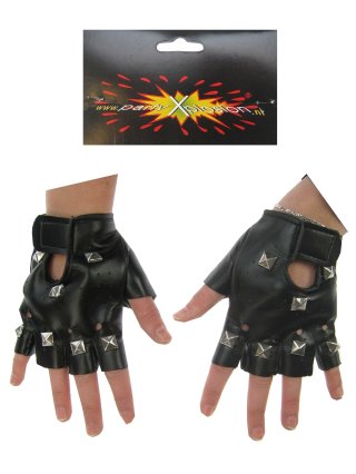 Handschoenen Punk skai met vierkante nippels