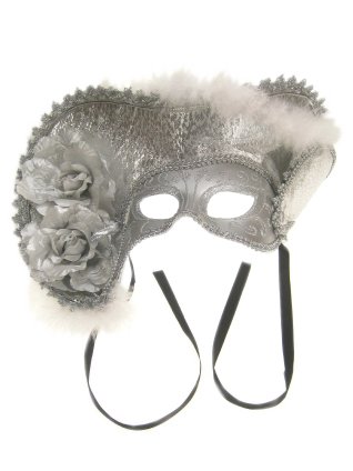 Oogmasker dames Venetië zilver met hoed