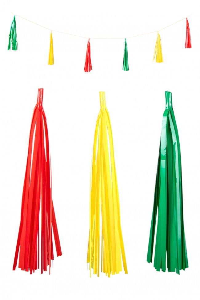 PVC Tassel Guirlande Rood-Geel-Groen Brandveilig