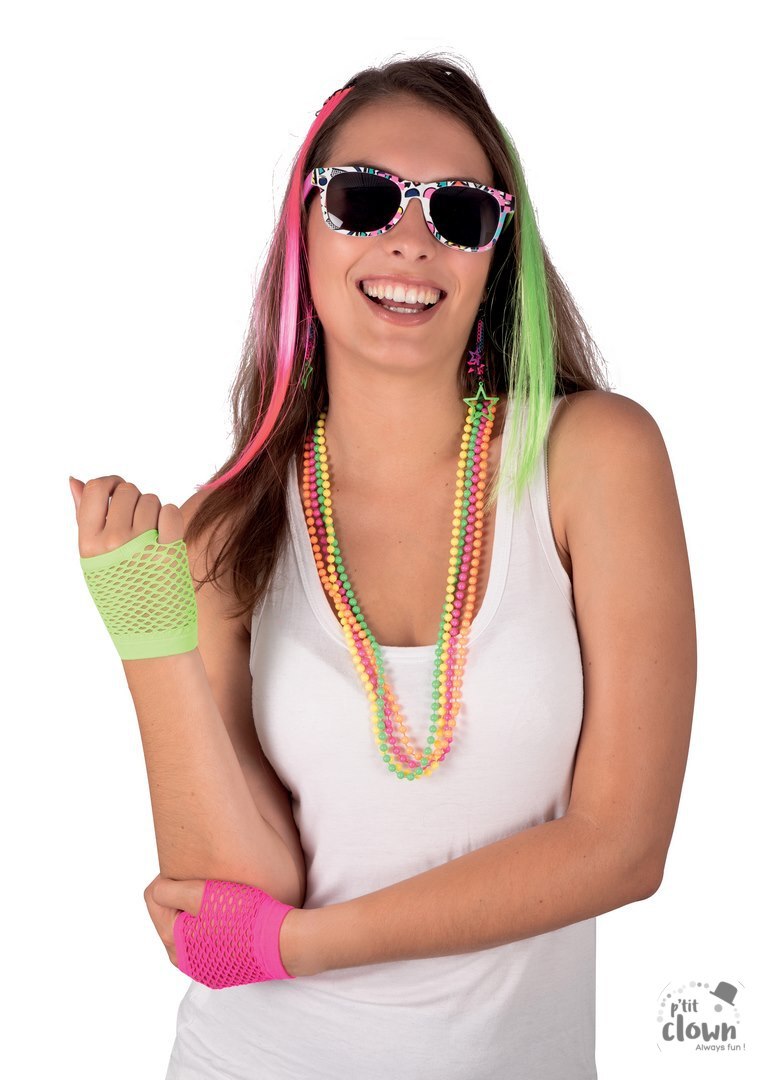 Dames Verkleedset Fluor 80's  8-delig