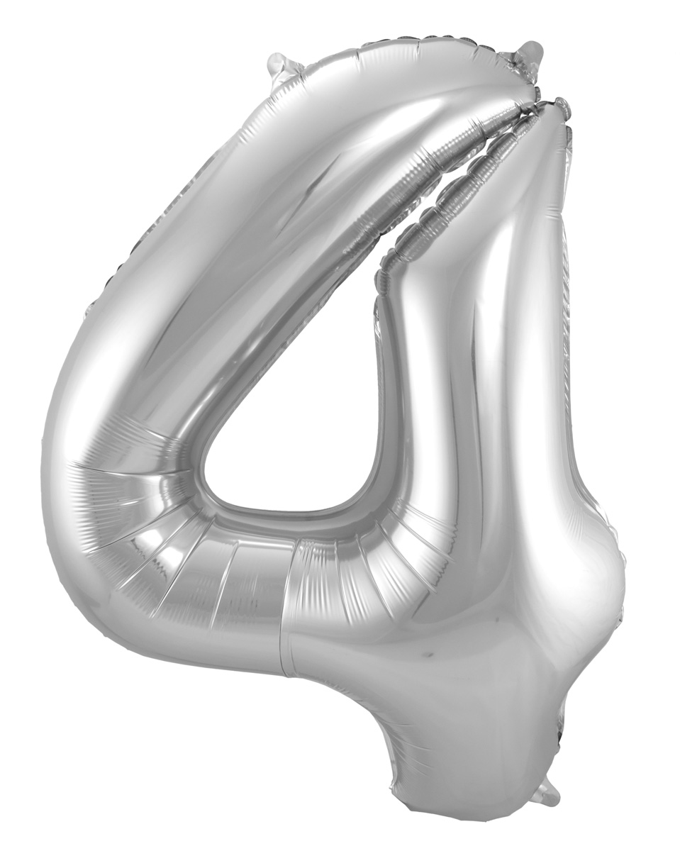 Heliumballon Zilver Cijfer 4