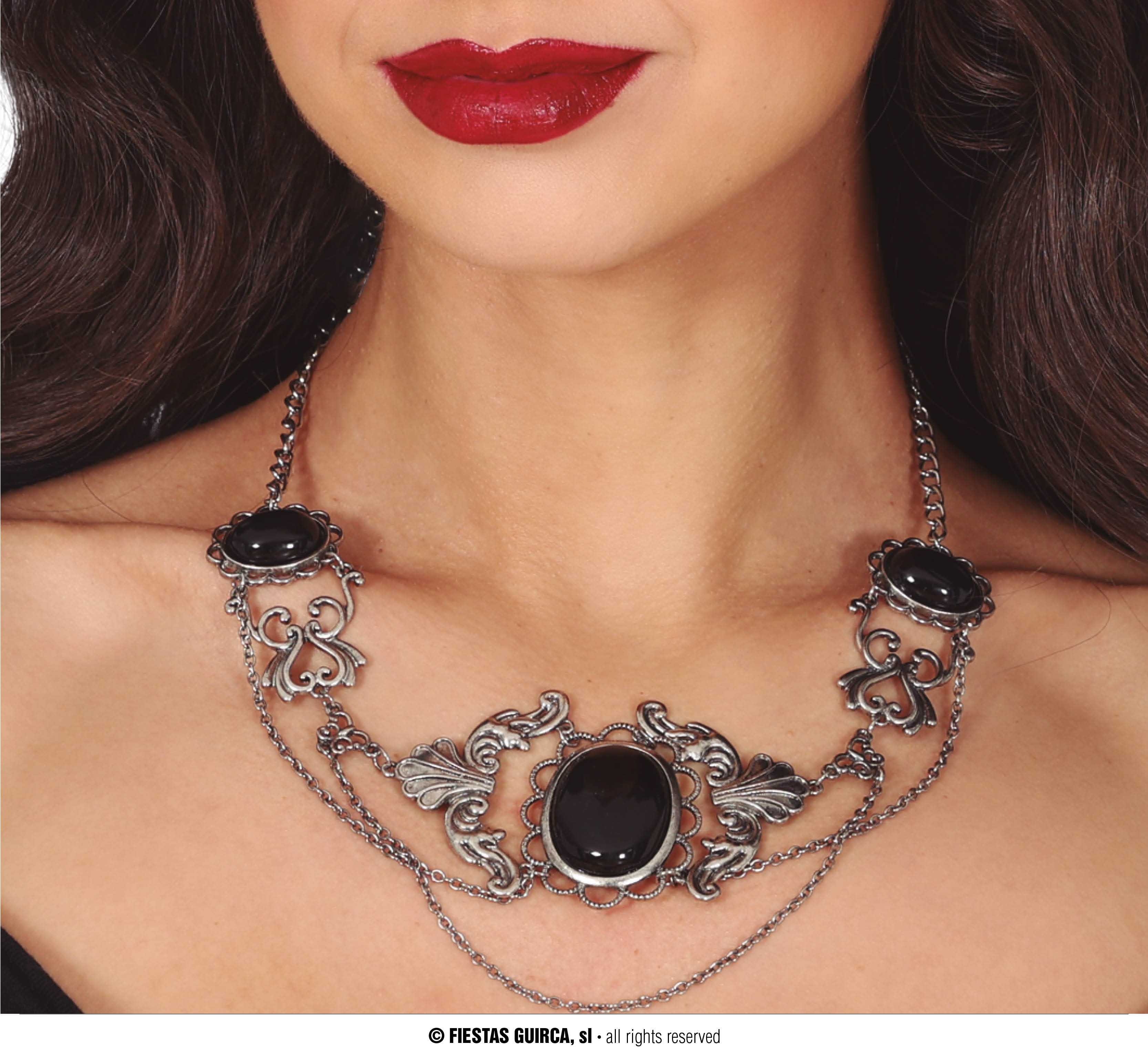 Halloween Verkleedsieraad Halsketting Black Stone