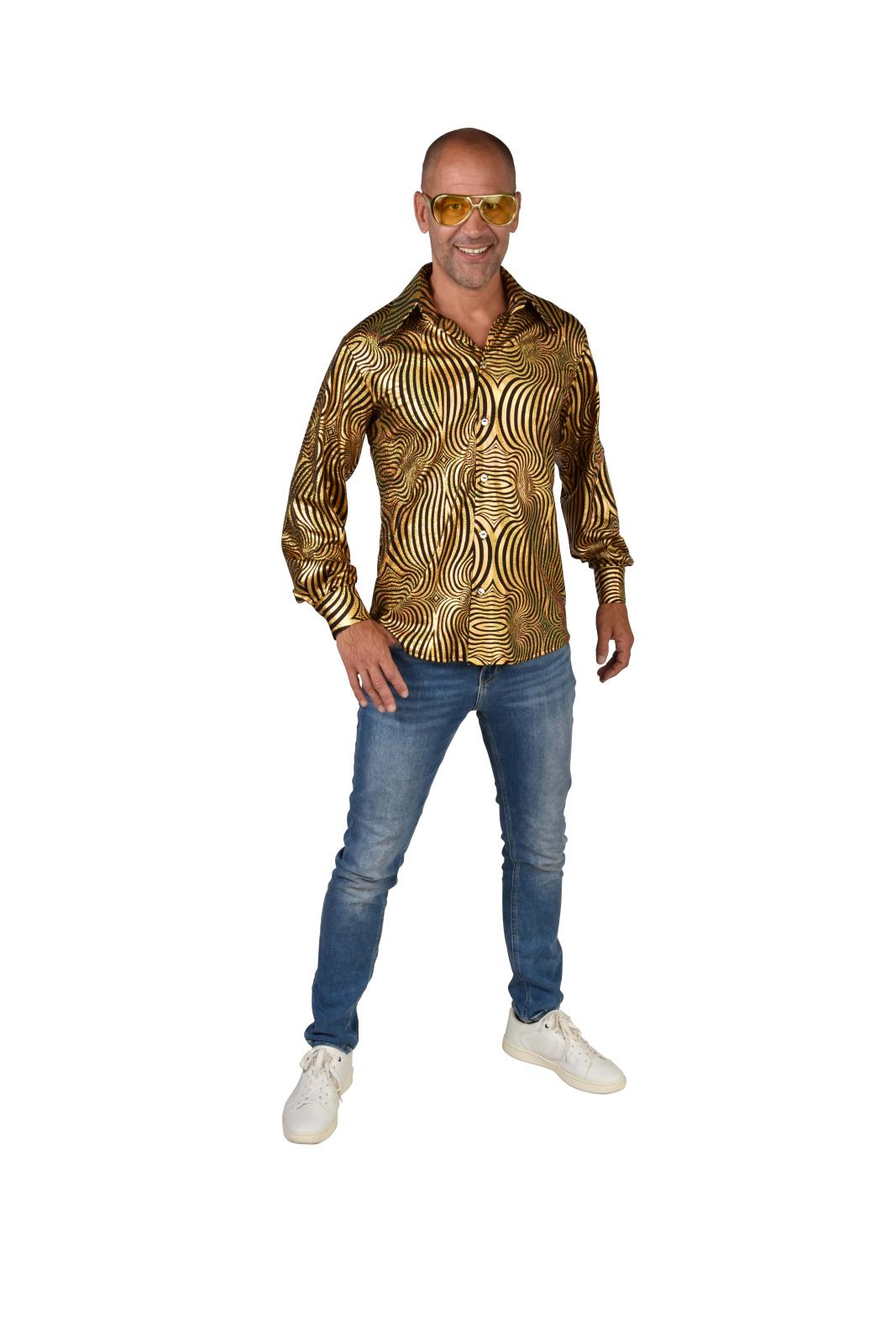 Party Verkleedhemd Hologram Goud Zwart