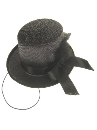 Hoge hoed mini zwart met zwarte deco