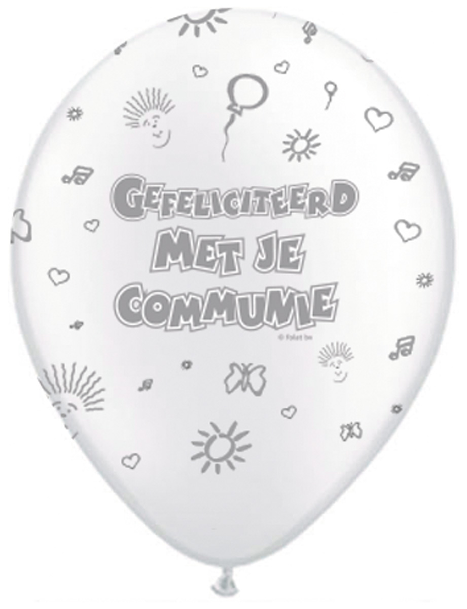 Communie Ballonnen Parelmoer Wit