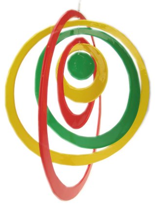Hangdecoratie rood-geel-groene cirkels