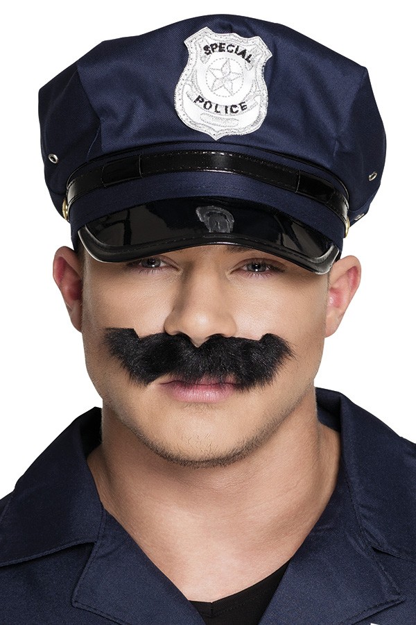 Snor Politieman Zwart