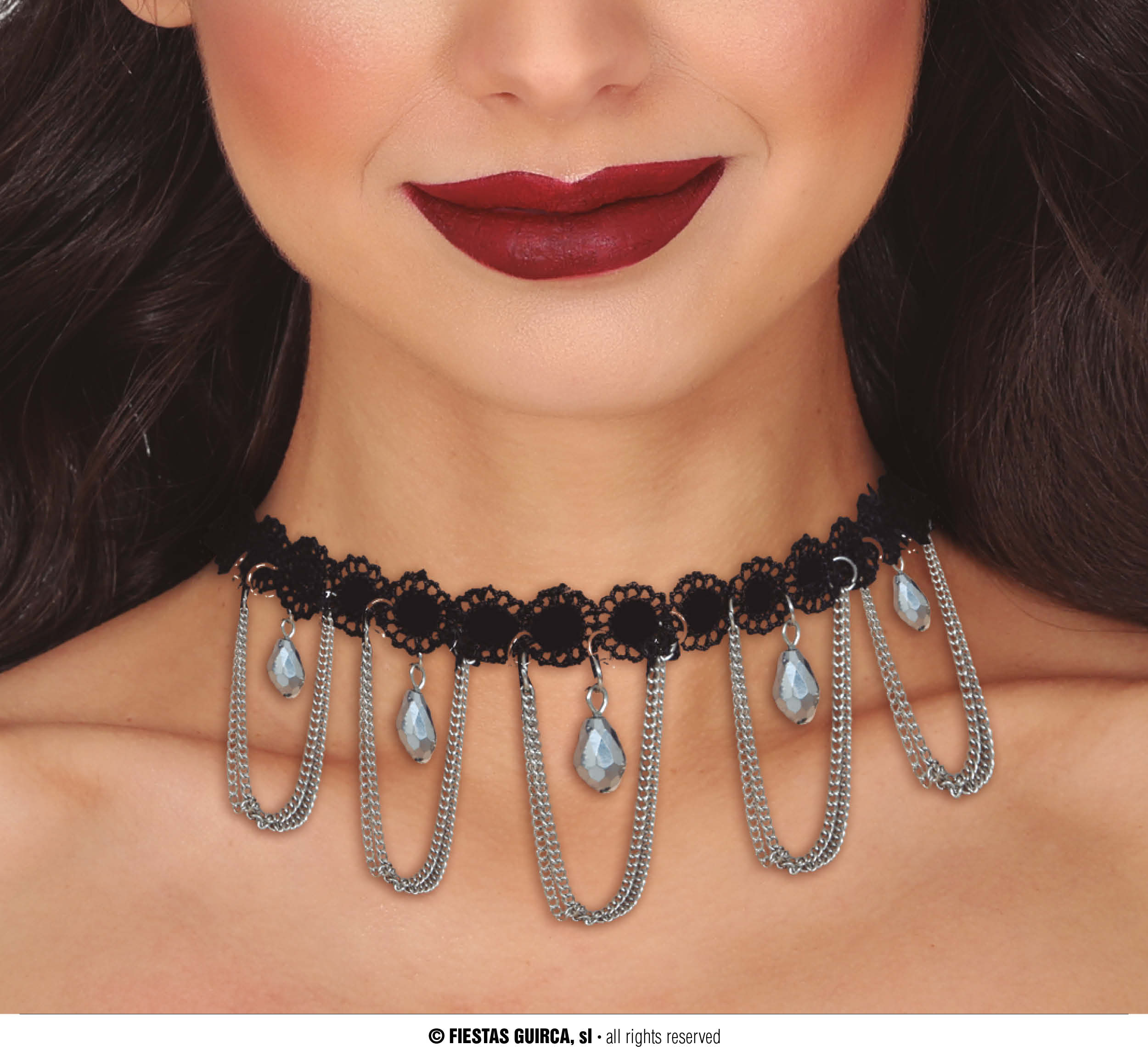 Verkleedsieraad Choker Silver Stone