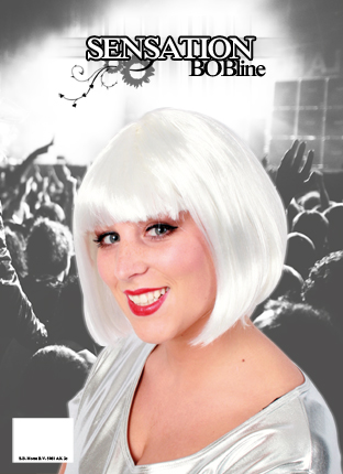 Pruik boblijn wit met pony