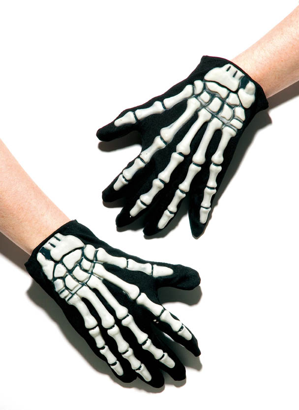 Handschoenen met skelet-applicaties