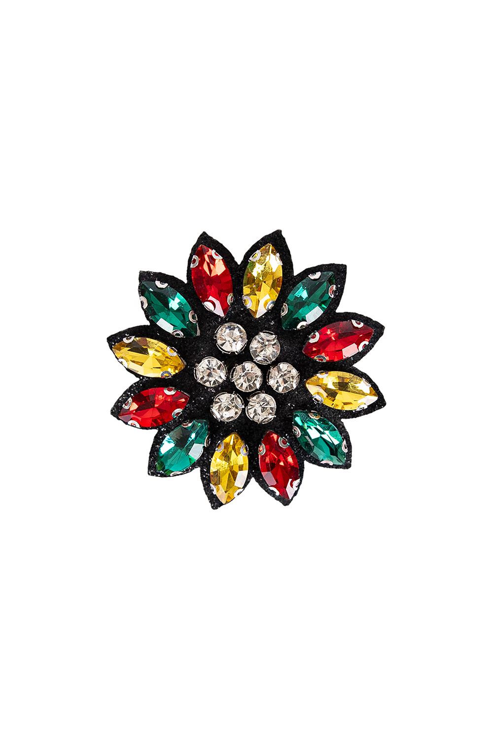 Broche Bloem Steentjes Rood-Geel-Groen