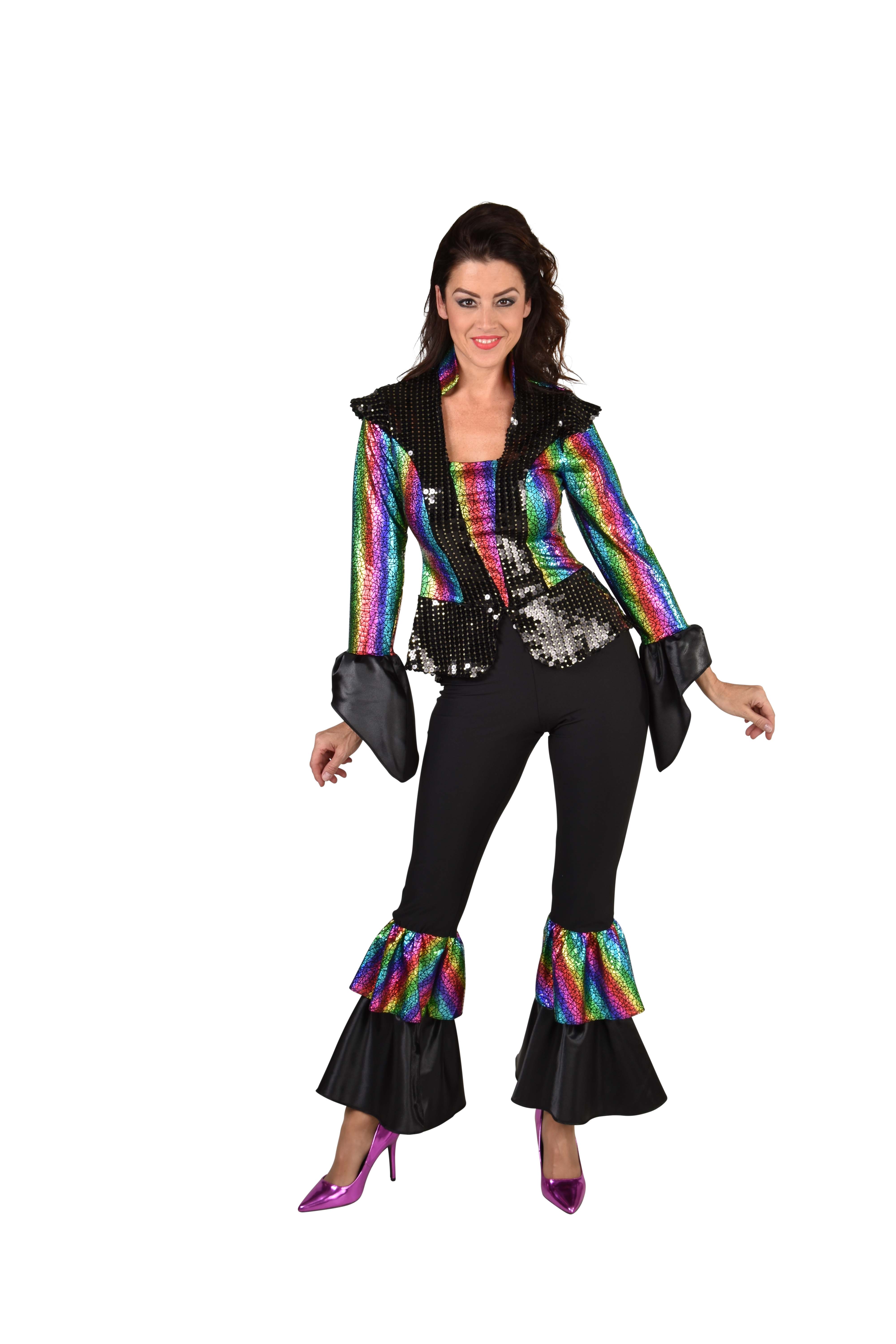 Dames Verkleedpak Disco Queen Rainbow