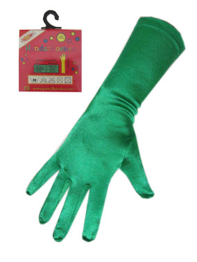 Handschoenen satijn groen stretch luxe lang 