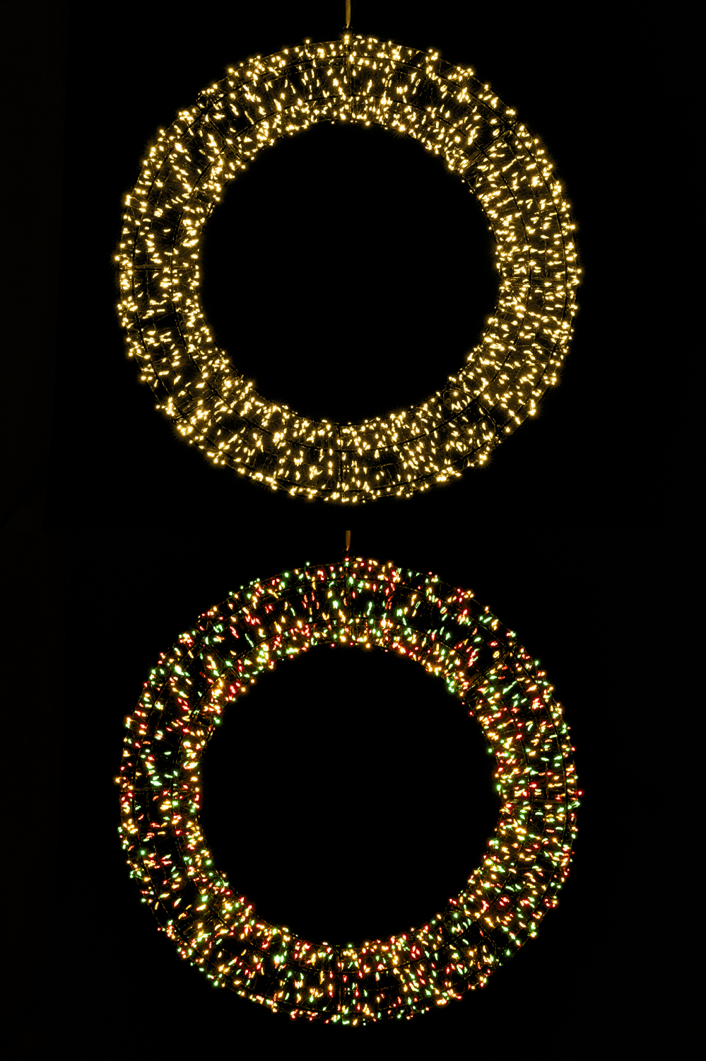 Buitenverlichting  Metalen Deurkrans met warm wit en rood geel groen licht