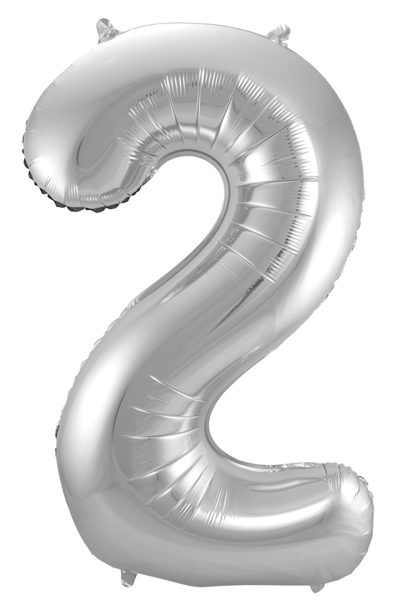 Heliumballon Zilver Cijfer 2