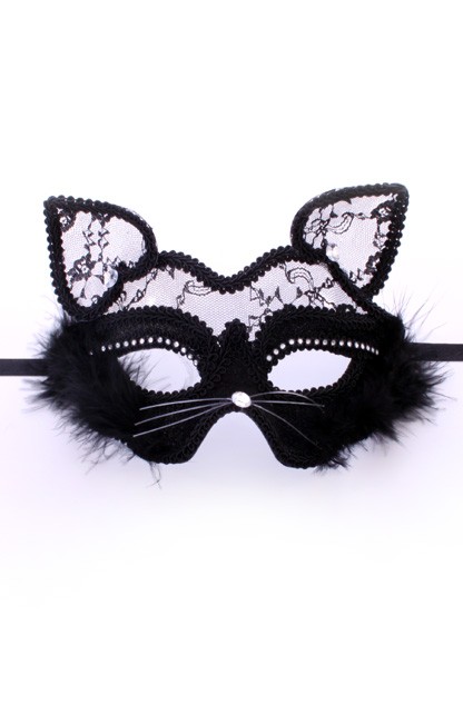 Oogmasker Poes met Zwart Kant