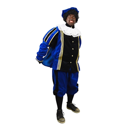 Kostuum Piet Fluweel Blauw-Zwart