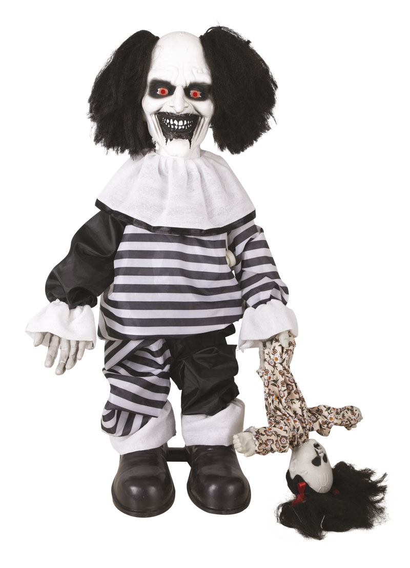 Halloween Animatiepop Boosaardige Clown met Pop 80 cm