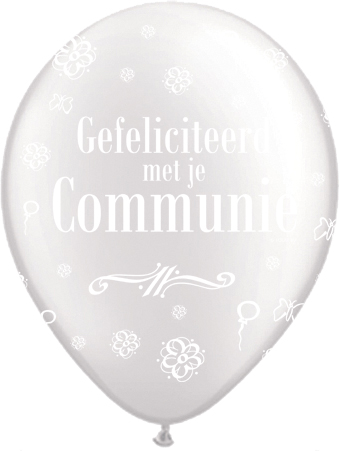 Communie ballonnen helium parelmoer wit