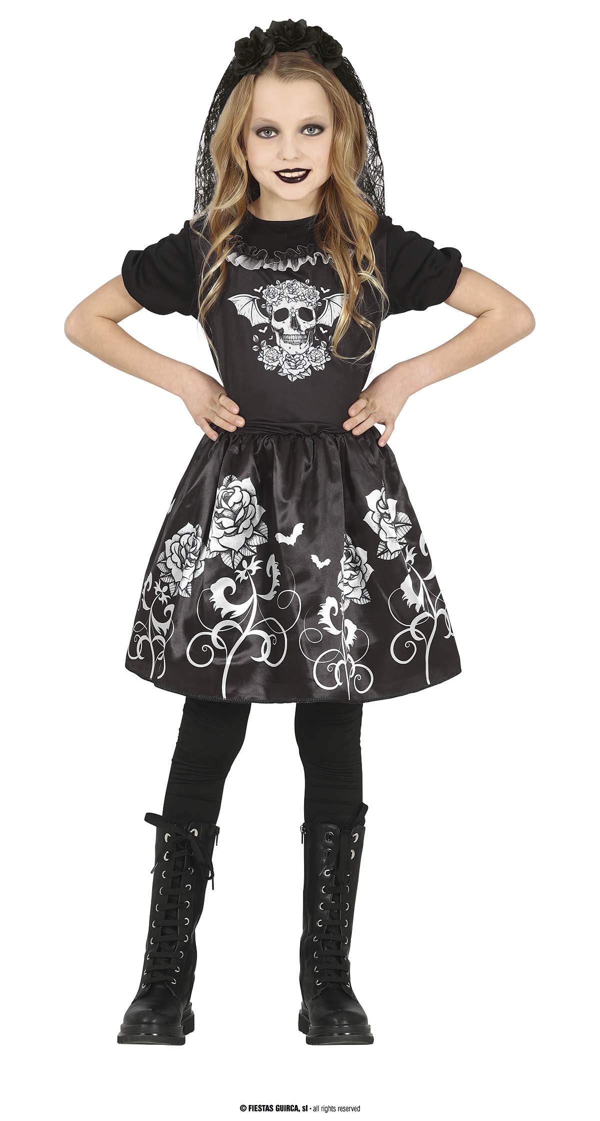 Halloween Skelet Jurkje Goth Dancer 2-delig