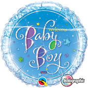Ballon helium rond Welcome Baby Boy holografisch 
