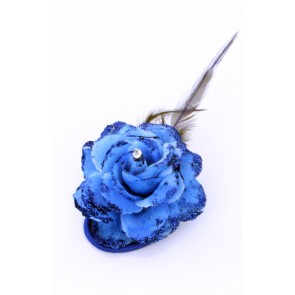 Bloem blauw met speld en elastiek