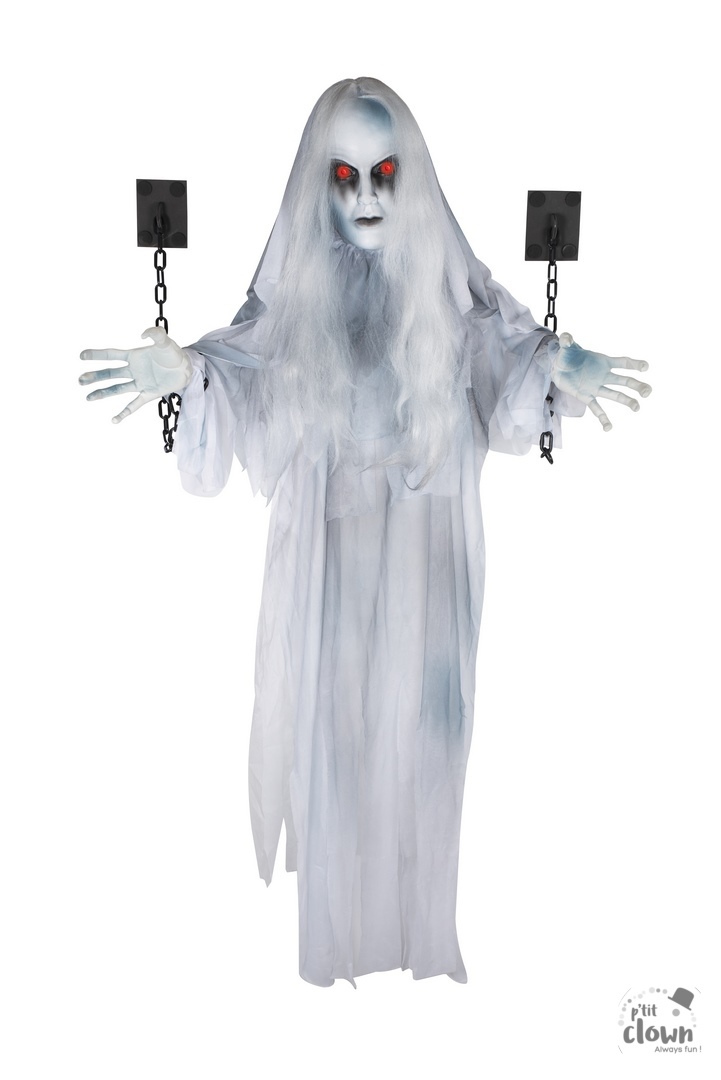 Halloween Animatiepop Geketende Fantoom met Licht en Geluid 130 cm