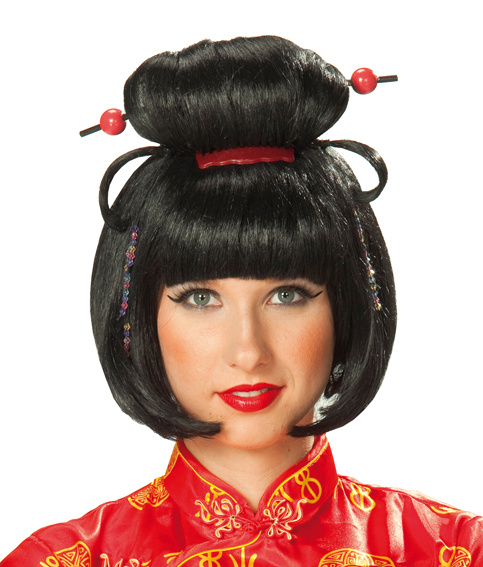 Pruik geisha zwart 