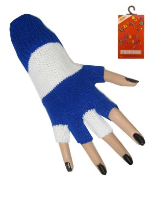 Handschoenen vingerloos blauw/wit