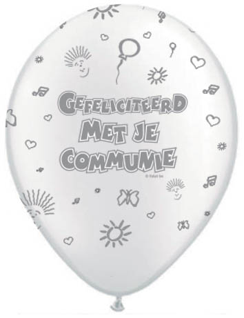 Communie ballonnen helium parelmoer wit