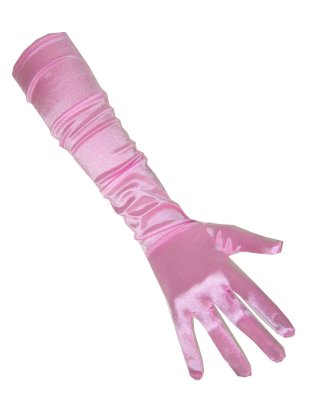 Handschoenen satijn pink lang