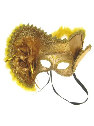 Oogmasker dames Venetië goud met hoed