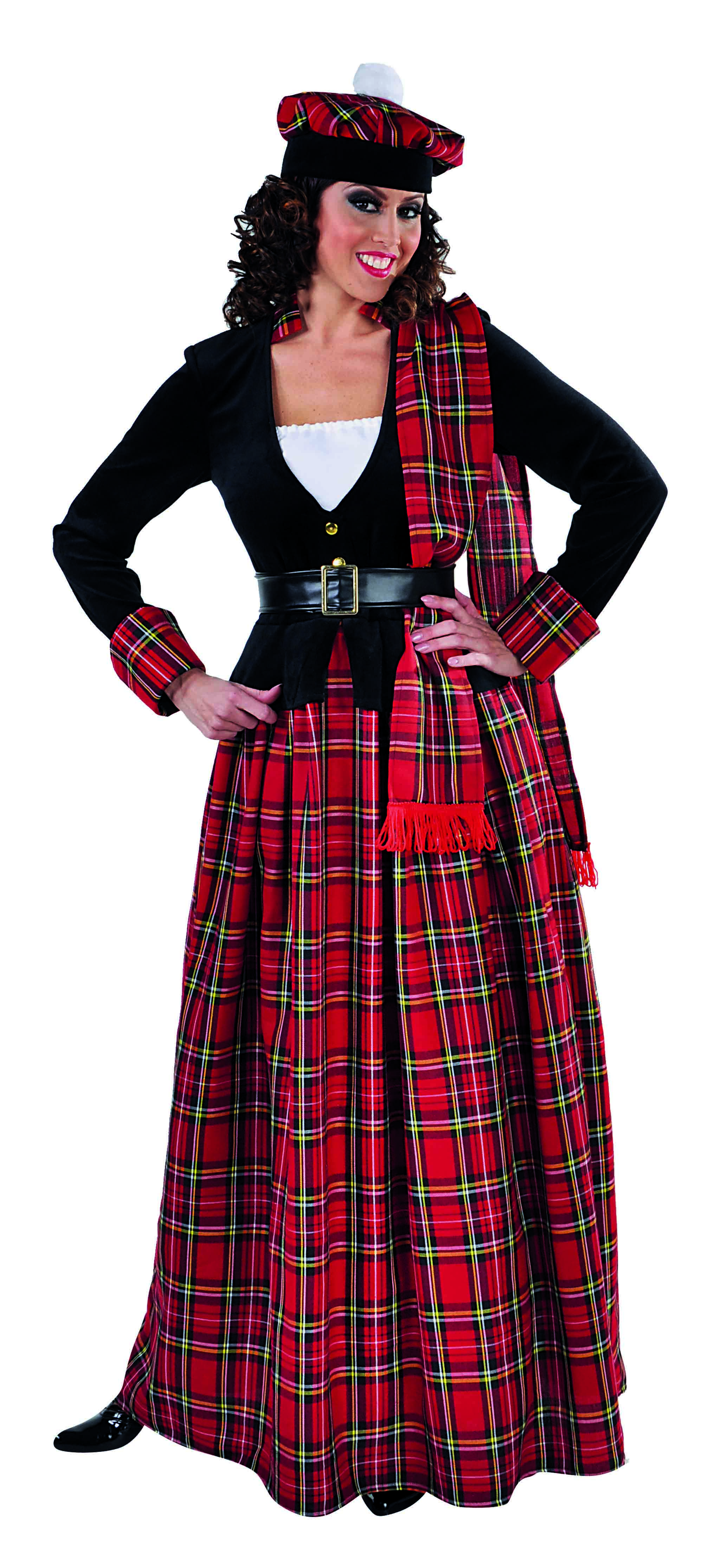 Verkleed Outfit Schotse Dame 3-delig 