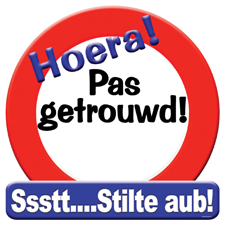 Huldeschild rond pas getrouwd