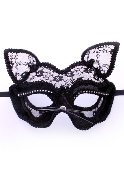 Oogmasker Poes met Zwart Kant