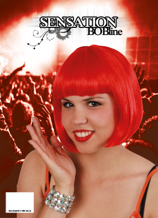 Pruik boblijn rood met pony