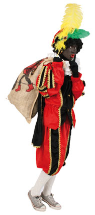 Zwarte Pietenpak zwart-rood met cape