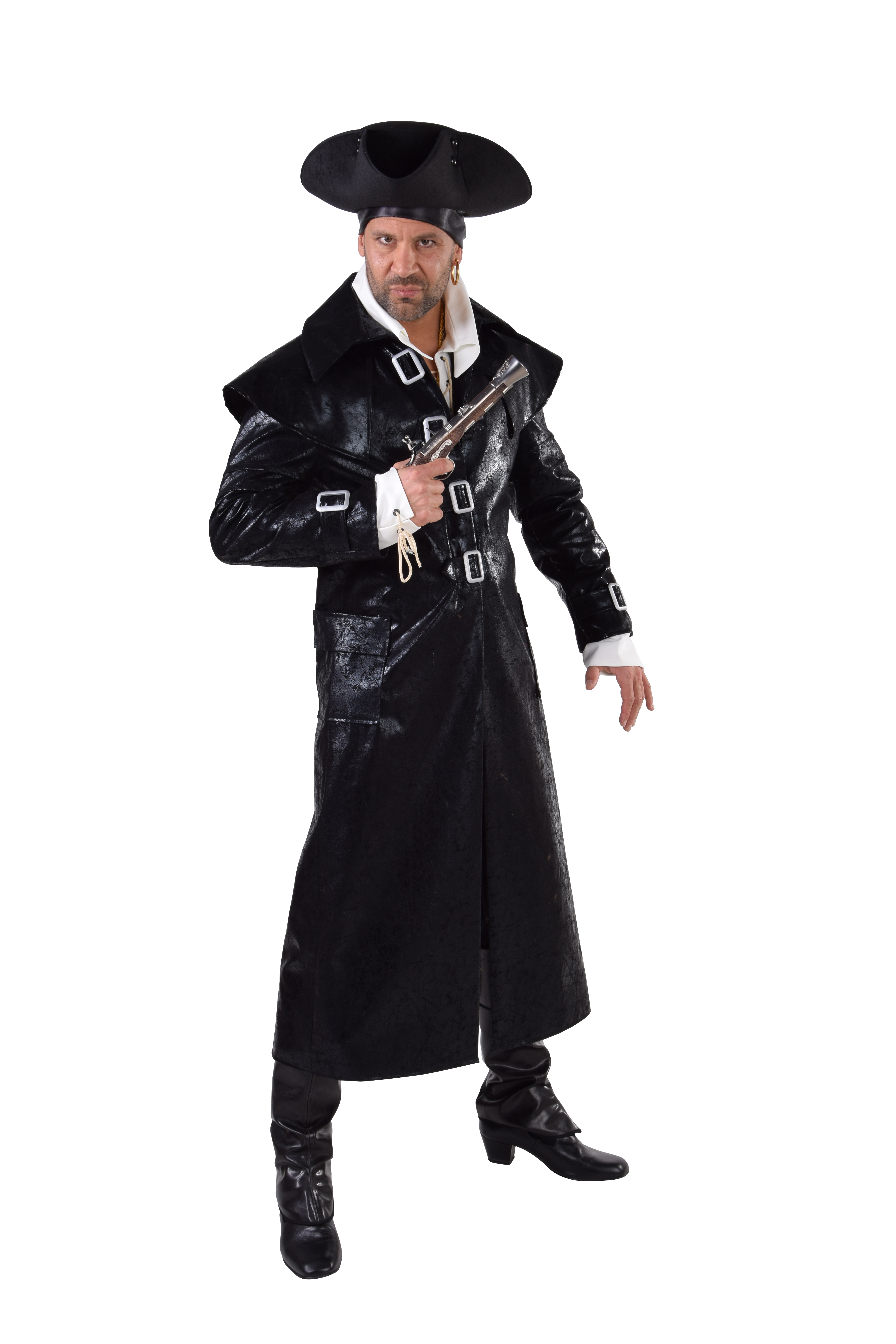 Mantel Zwart met Zilveren Gespen Piraat