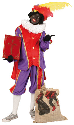 Zwarte Pietenpak rood-paars met cape