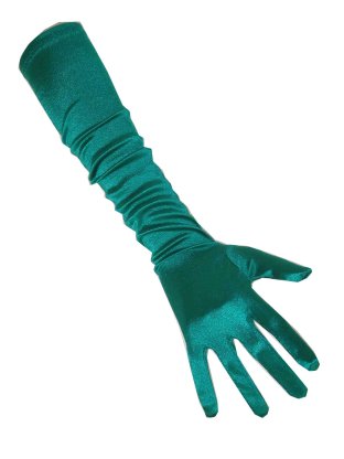 Handschoenen satijn groen lang
