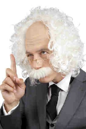 Pruik professor/Einstein met snor en bril
