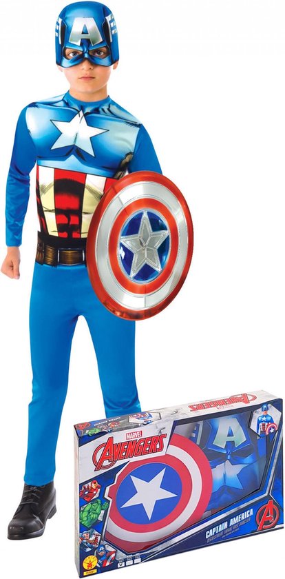 Geschenkdoos Verkleedpak Avengers Captain America Maat 104-116