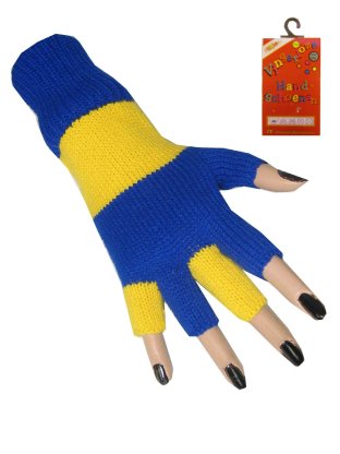 Handschoenen vingerloos blauw/geel