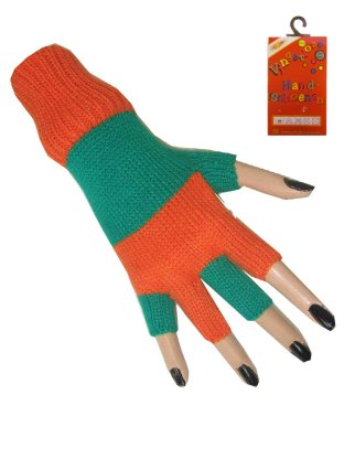 Handschoenen vingerloos oranje/groen