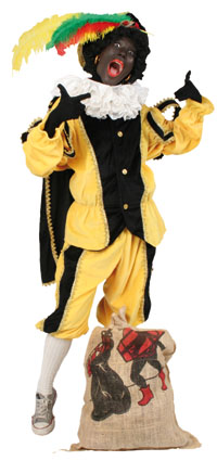 Zwarte Pietenpak zwart-geel met cape